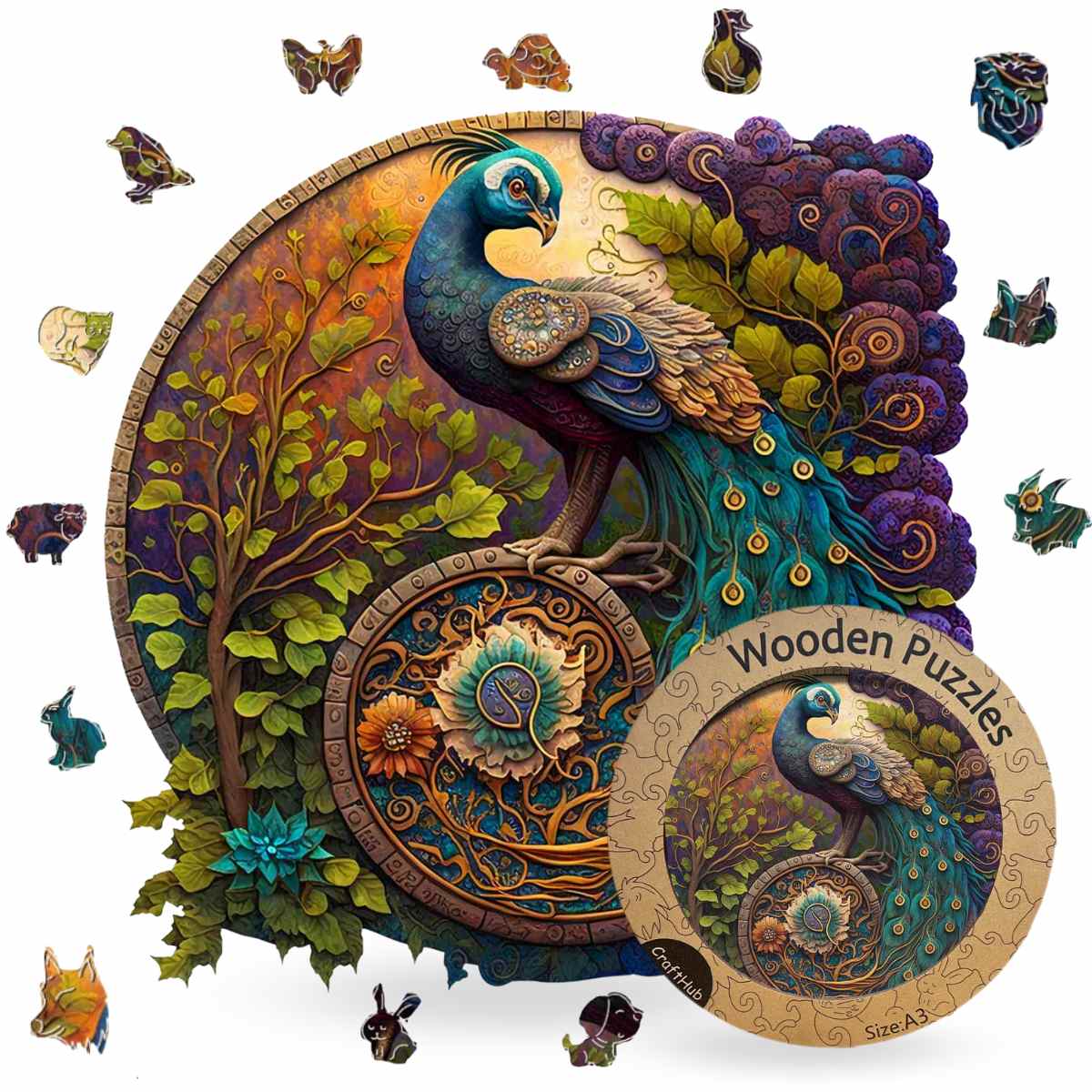 Peacock Yin Yang - Jigsaw Puzzle - Image 4